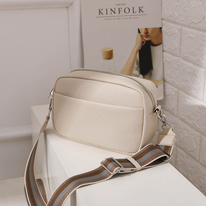 Solid Color Women's Messenger Bag with Wide Strap